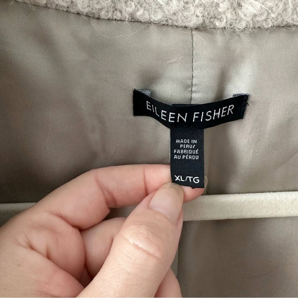 EILEEN FISHER Alpaca Blend Beige Long Coat SZ XL - Picture 7 of 10
